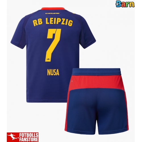 RB Leipzig Antonio Nusa #7 Bortatröja Barn 2025-26 Kortärmad (+ Korta byxor)