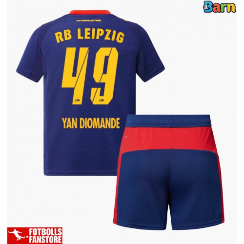 RB Leipzig Yan Diomande #49 Bortatröja Barn 2025-26 Kortärmad (+ Korta byxor)