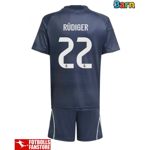 Real Madrid Antonio Rudiger #22 Bortatröja Barn 2025-26 Kortärmad (+ Korta byxor)
