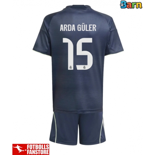 Real Madrid Arda Guler #15 Bortatröja Barn 2025-26 Kortärmad (+ Korta byxor)