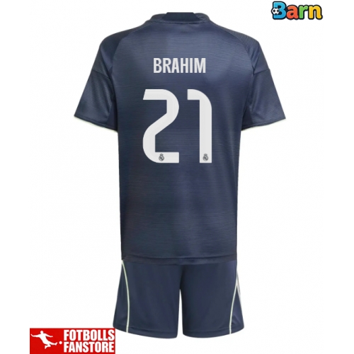 Real Madrid Brahim Diaz #21 Bortatröja Barn 2025-26 Kortärmad (+ Korta byxor)