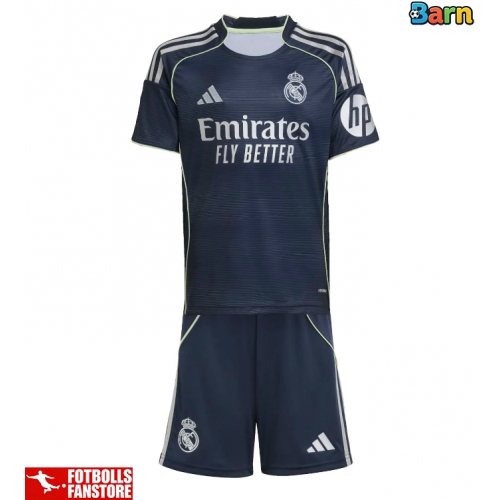 Real Madrid David Alaba #4 Bortatröja Barn 2025-26 Kortärmad (+ Korta byxor)