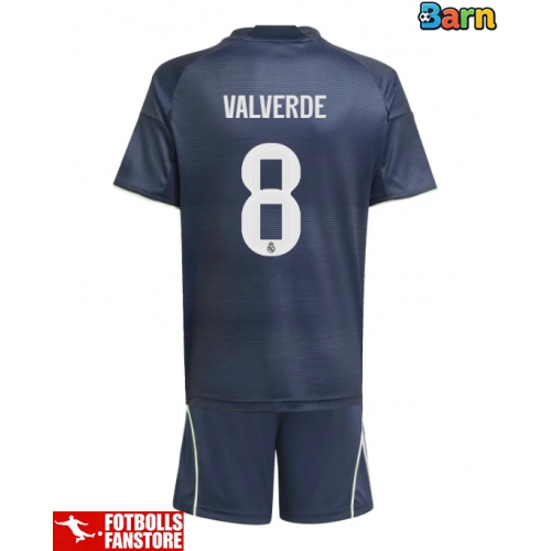 Real Madrid Federico Valverde #8 Bortatröja Barn 2025-26 Kortärmad (+ Korta byxor)