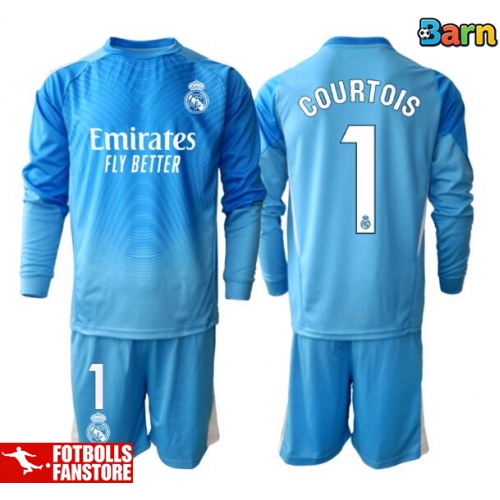 Real Madrid Thibaut Courtois #1 Målvakt Hemmatröja Barn 2025-26 Långärmad (+ Korta byxor)