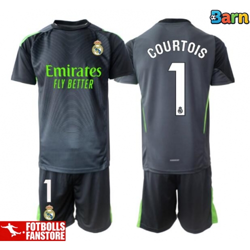 Real Madrid Thibaut Courtois #1 Målvakt Tredje Tröja Barn 2025-26 Kortärmad (+ Korta byxor)