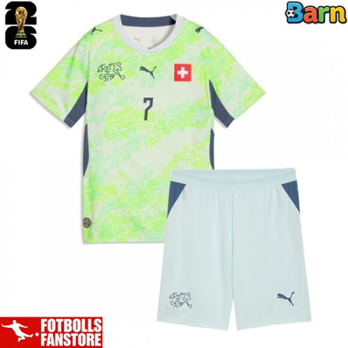 Schweiz Breel Embolo #7 Bortatröja Barn VM 2026 Kortärmad (+ Korta byxor)