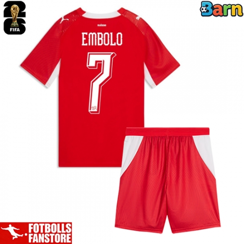 Schweiz Breel Embolo #7 Hemmatröja Barn VM 2026 Kortärmad (+ Korta byxor)