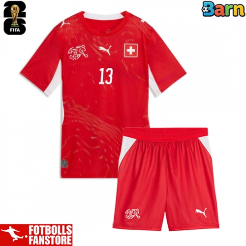 Schweiz Zeki Amdouni #23 Hemmatröja Barn VM 2026 Kortärmad (+ Korta byxor)