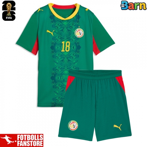 Senegal Ismaila Sarr #18 Bortatröja Barn VM 2026 Kortärmad (+ Korta byxor)