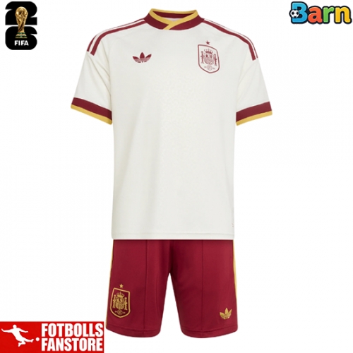 Spanien Bortatröja Barn VM 2026 Kortärmad (+ Korta byxor)