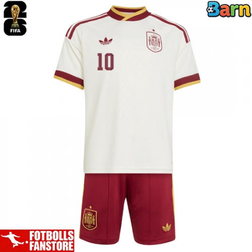 Spanien Dani Olmo #10 Bortatröja Barn VM 2026 Kortärmad (+ Korta byxor)
