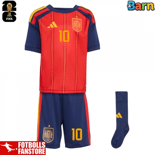 Spanien Dani Olmo #10 Hemmatröja Barn VM 2026 Kortärmad (+ Korta byxor)