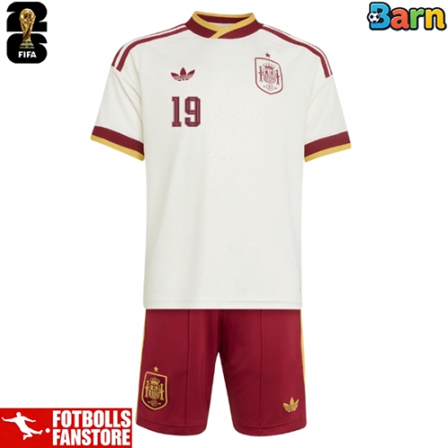 Spanien Lamine Yamal #19 Bortatröja Barn VM 2026 Kortärmad (+ Korta byxor)