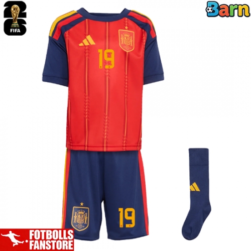 Spanien Lamine Yamal #19 Hemmatröja Barn VM 2026 Kortärmad (+ Korta byxor)