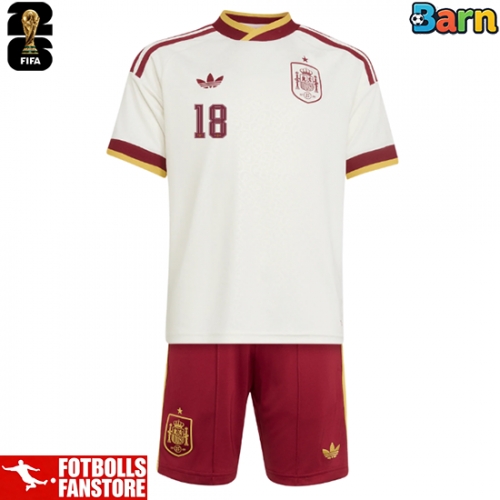 Spanien Martin Zubimendi #18 Bortatröja Barn VM 2026 Kortärmad (+ Korta byxor)