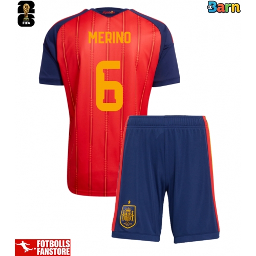 Spanien Mikel Merino #6 Hemmatröja Barn VM 2026 Kortärmad (+ Korta byxor)