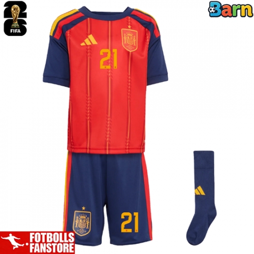 Spanien Mikel Oyarzabal #21 Hemmatröja Barn VM 2026 Kortärmad (+ Korta byxor)