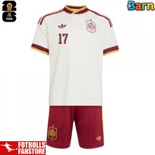 Spanien Nico Williams #17 Bortatröja Barn VM 2026 Kortärmad (+ Korta byxor)