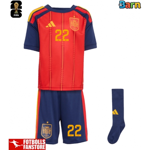 Spanien Pau Cubarsi #22 Hemmatröja Barn VM 2026 Kortärmad (+ Korta byxor)