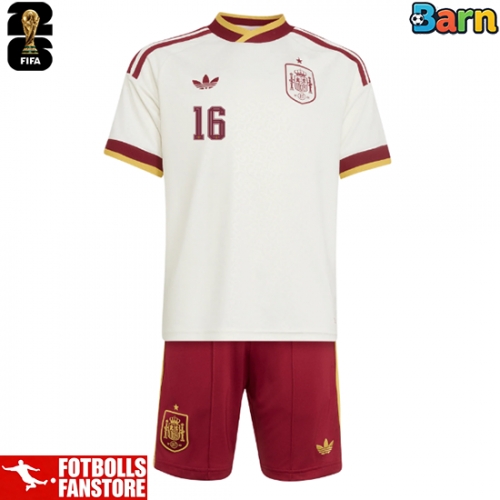 Spanien Rodri Hernandez #16 Bortatröja Barn VM 2026 Kortärmad (+ Korta byxor)