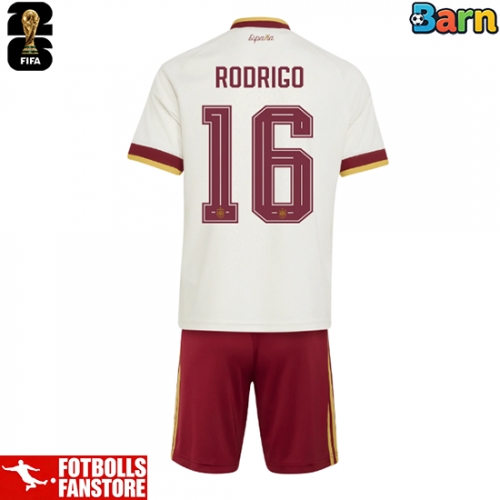 Spanien Rodri Hernandez #16 Bortatröja Barn VM 2026 Kortärmad (+ Korta byxor)