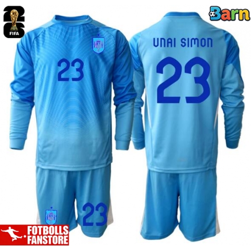 Spanien Unai Simon #23 Målvakt Hemmatröja Barn VM 2026 Långärmad (+ Korta byxor)