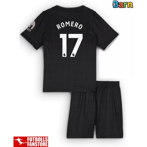 Tottenham Hotspur Cristian Romero #17 Bortatröja Barn 2025-26 Kortärmad (+ Korta byxor)