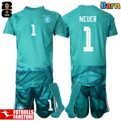 Tyskland Manuel Neuer #1 Målvakt Hemmatröja Barn VM 2026 Kortärmad (+ Korta byxor)