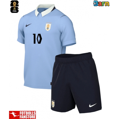 Uruguay Giorgian de Arrascaeta #10 Hemmatröja Barn VM 2026 Kortärmad (+ Korta byxor)